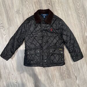 Polo Ralph Lauren Kids Quilted Barn Jacket 5T Black Corduroy Collar EUC